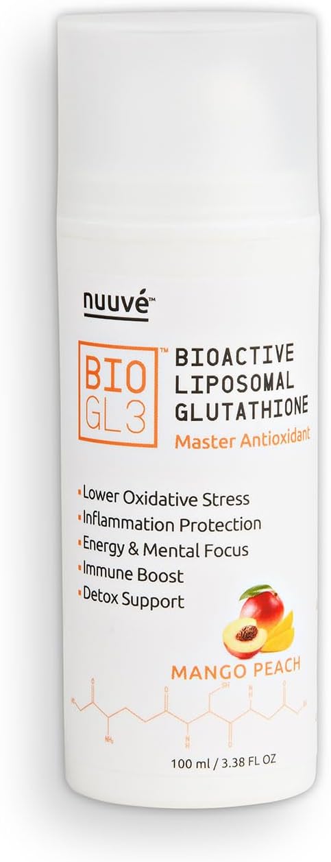 BIOGL3 Bioactive Liposomal Glutathione 446mg. Ultra Potent Pure Patented in airless Dispenser. Fast Absorption Lowers oxidative Stress and Inflammation. +Energy Detox Immune Boost Focus