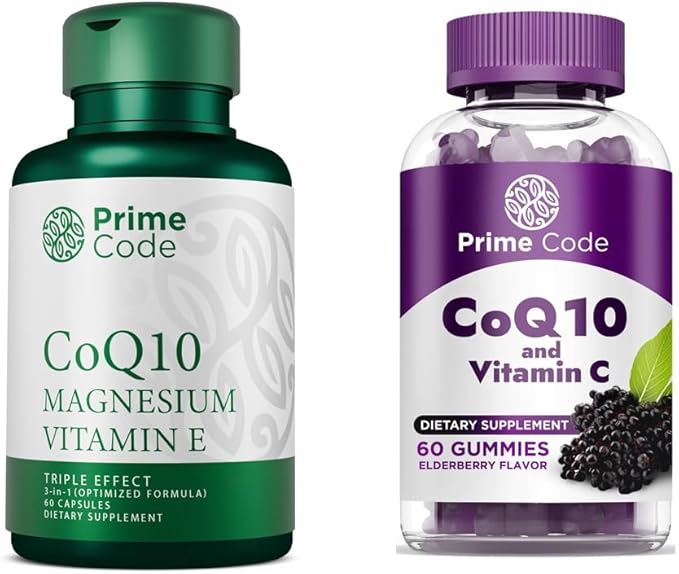 Prime Code CoQ10 250mg with Magnesium Glycinate and Vitamin E CoQ10 200mg &amp Vitamin C 250mg Gummies