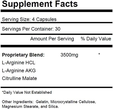 KRK SUPPLEMENTS 3 Bottles Nitric Oxide Complex 3500mg Per Serving L-Arginine HCL AAKG AKG Alpha Ketoglutarate Citrulline Malate 360 Total Capsules