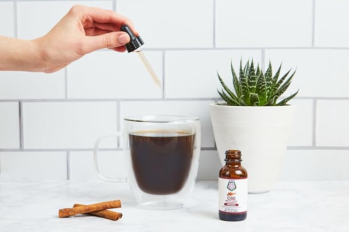 C60 Purple Power Cinnamon Flavored C60 MCT Coconut Oil - Travel Size - Organic Cold-Pressed Coconut Oil - 99.99% Pure C60 Carbon Fullerenes - Boost Energy &amp Mental Focus (1oz)