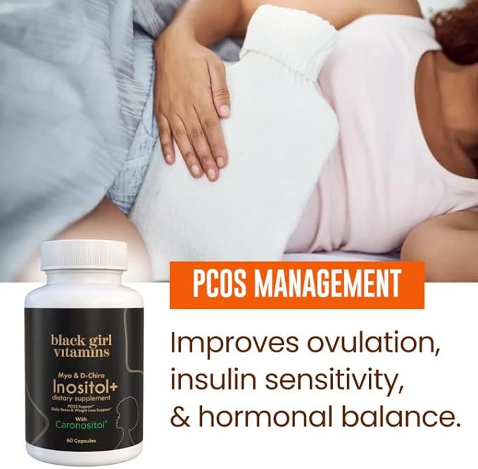 Black Girl Vitamins Inositol Supplement 2000mg Myo + 50mg D-Chiro Vegan Capsules to Support Hormone Balance Healthy Ovarian &amp Menstrual Wellness 60 Count
