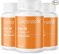 Celebrate Vitamins Iron Supplement with Vitamin C - 30mg Iron 60mg Vitamin C Bariatric Vitamins for WLS Patients Vertical Sleeve &amp Gastric Bypass Surgery – 90 Capsules