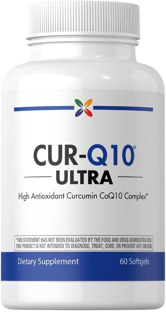 Stop Aging Now - Curcumin CoQ10 Complex - with Turmeric Root Extract - Antioxidant &amp Cardiovascular Support - 60 Softgels
