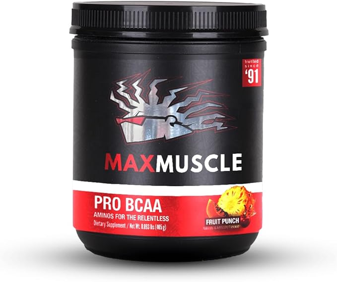 Max Muscle Pro BCAA Aminos for The Relentless 7G BCAA Post Workout Muscle Recovery (Fruit Punch)