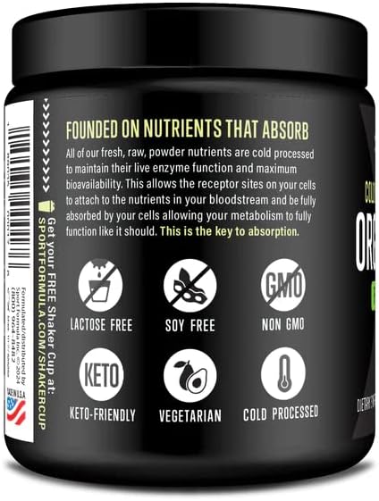 Sport Formula 99 Organic Greens Superfood Powder Cold Pressed Vegan and Keto Powder Non-GMO Low Calorie Daily Green Juice Powder
