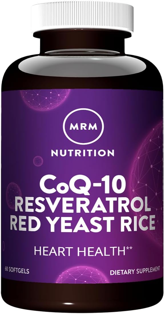 MRM Nutrition Coq‑10 Resveratrol Red Yeast Rice - Fermented CoQ-10 Trans‑Resveratrol &amp Red Yeast Rice Natural Cardiovascular &amp Antioxidant Support for Women &amp Men Gluten‑Free - 30 Servi