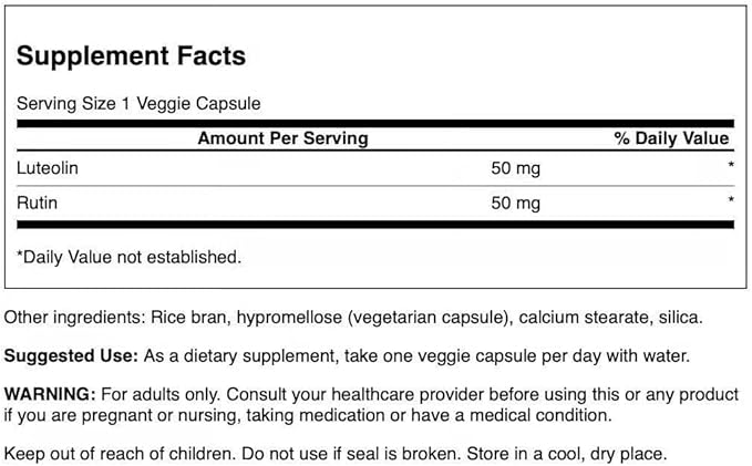 Swanson Luteolin Complex w/Rutin - Brain Support Supplement Promoting Memory Mood &amp Cognitive Health - Natural Formula to Help Maintain Nervous System - (30 Veggie Capsules) 4 Pack