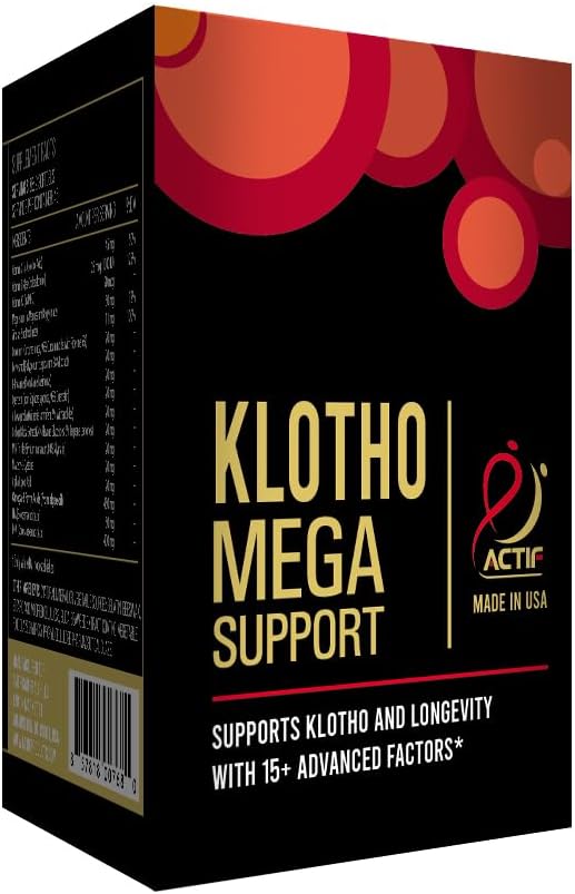 ACTIF Klotho Mega Support with 20+ Advanced Factors for Longevity Support - Non GMO Made in USA 90 Count