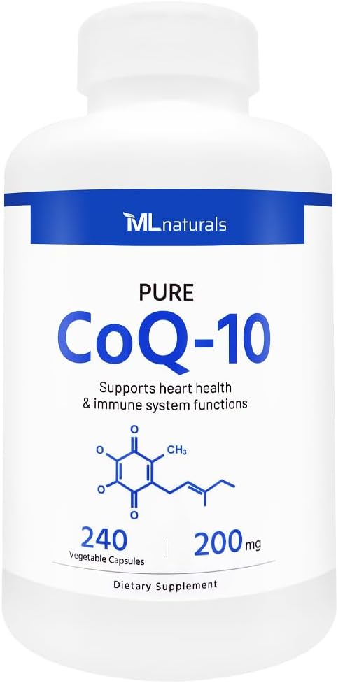 ML Naturals CoQ-10 200mg (Per Serving) – 240 Vegetable Capsules – Supports Heart Health &amp Energy Production