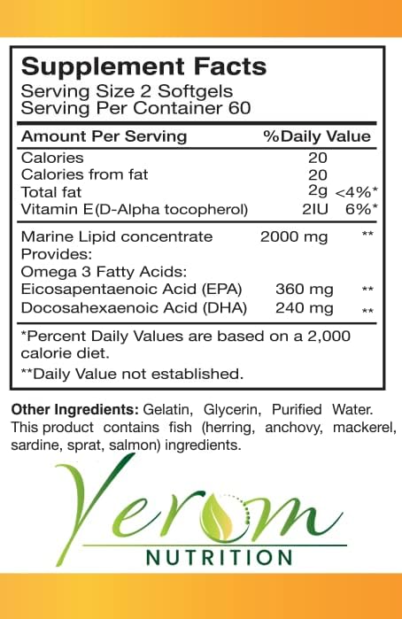 Omega 3 Fish Oil - High-Potency EPA &amp DHA Supports Heart Brain &amp Joint Health 120 Softgels.