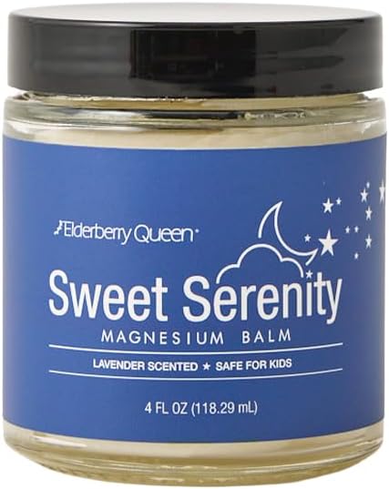 Elderberry Queen Sweet Serenity Magnesium Balm for Sleep 4 oz Kid Safe (Lavender)