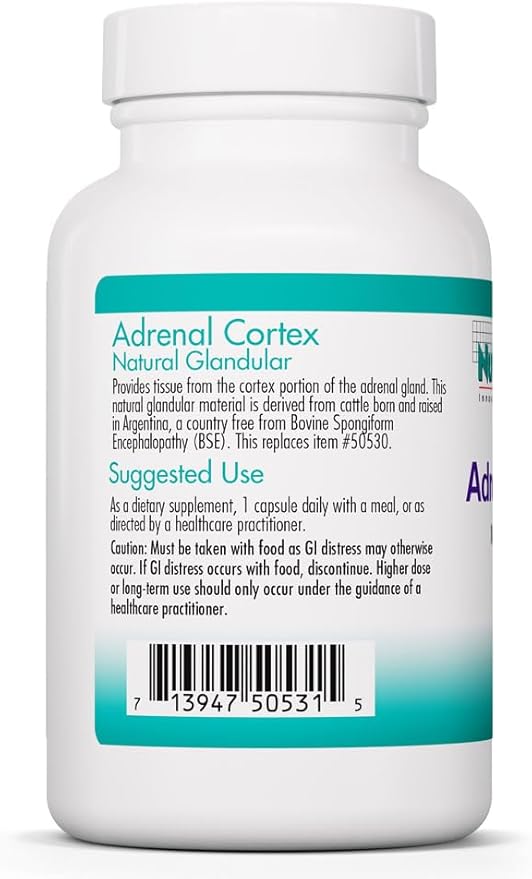 Nutricology Adrenal Support Supplement for Men &amp Women - Adrenal Glandular Supplement Immune Function Endocrine Support 100mg Adrenal Extract Bovine Lyophilized - 100 Count