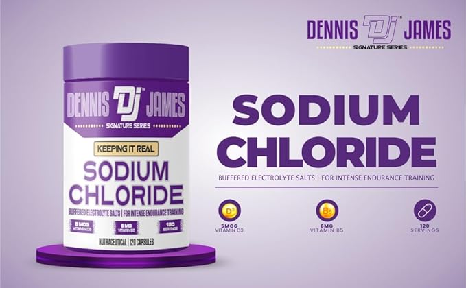 Dennis James Signature Series Sodium Chloride – 1000mg | 120 Capsules | Electrolyte Support Hydration Balance &amp Muscle Function | Non-GMO | 120 Servings