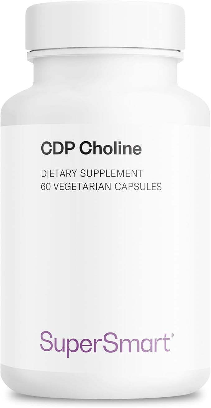 Supersmart - CDP Choline 1000mg per Day (Patented &amp High Dose) - Cognizin Citicoline Supplement | Non-GMO &amp Gluten Free - 60 Vegetarian Capsules