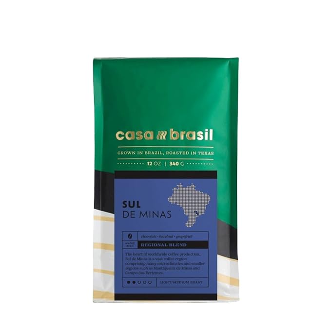 Brazil Sul de Minas - Roasted by Casa Brasil Coffees - Whole Bean Coffee - 12 Ounce Bag