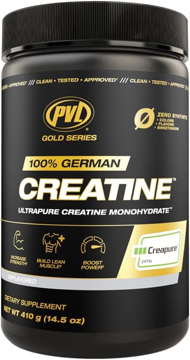 PVL Creapure Creatine – 100% Pure German Creatine Monohydrate Powder-Pharmaceutical Grade Muscle Building Supplement for Strength Training Pre Workout &amp Post Workout Protein Support–410g 82 Servi