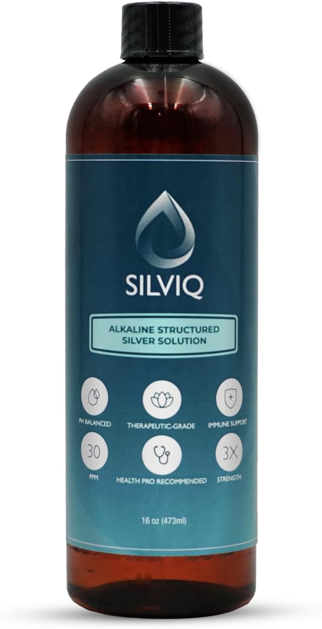Structured Silver Water 30PPM - ph Balanced Alkaline Structure Silver Liquid Solution Mineral Supplement for Natural Immune Support - Enhanced Wellness &amp Gut Health - 16 Oz (437ml)