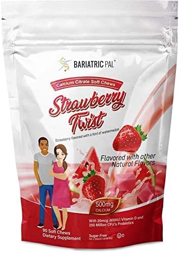 BariatricPal Duodenal Switch Complete 30-Day Supply Vitamin Pack (Capsule with 45mg Iron Calcium Citrate Soft Chews with Probiotics - Strawberry Twist)