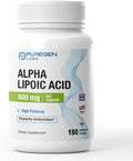 Puregen Labs Alpha Lipoic Acid 600mg [High Potency] Total 360 Veggie Caps Antioxidant Support | No Harmful Additives | Non-GMO NO Gluten and Dairy 600 mg per Capsule - 2 Pack