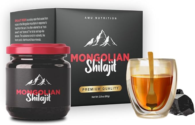 AMU NUTRITION Pure Organic Mongolian Shilajit Resin - Himalayan Shilajit Supplement for Men and Women 100% Pure Natural and Black Shilajit Resin - Natural Source of Fulvic Acid (50 Gram)