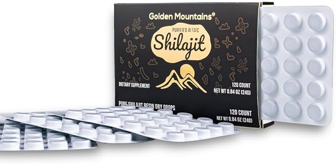 Siberian Green Premium Pure Shilajit Dry Drops Altai Golden Mountains - 120 Count (200 mg) Authentic Safety &amp Quality Certificate - US Lab Tested Fulvic Acid