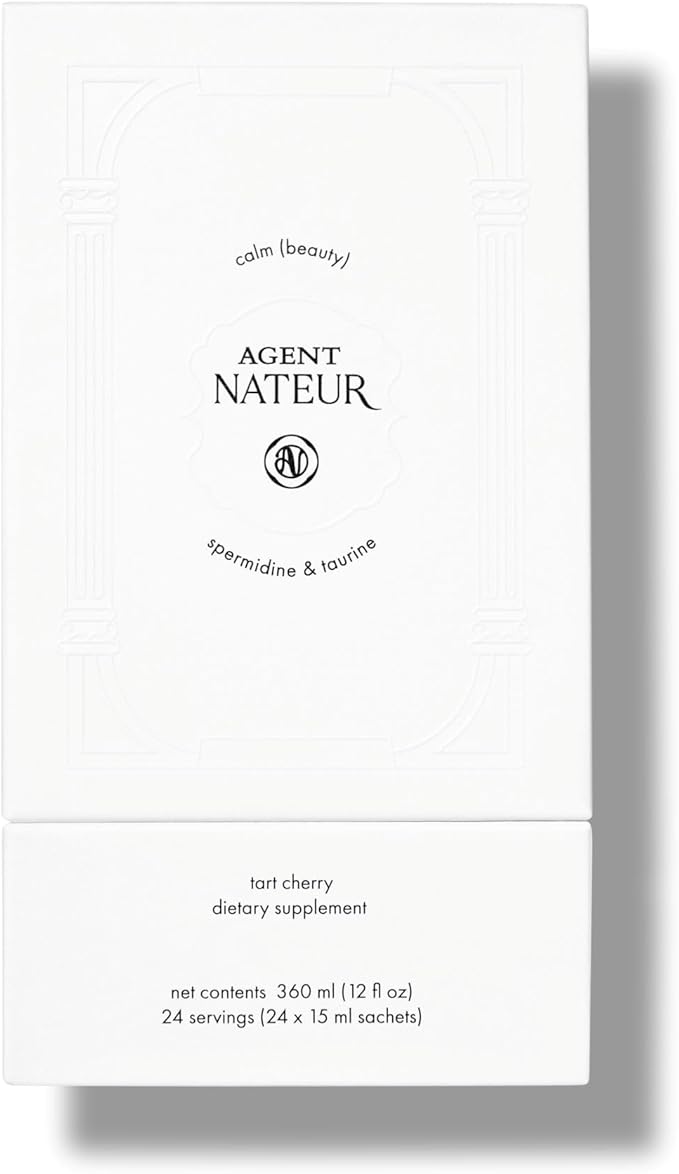 Agent Nateur - Calm (Beauty) Spermidine + Taurine Daily Supplement | Non-Drowsy Melatonin-Free Liquid Formula | GABA L-Theanine Magnesium Citrate | Clean Ingredients Made in USA (24x15ml sachets)