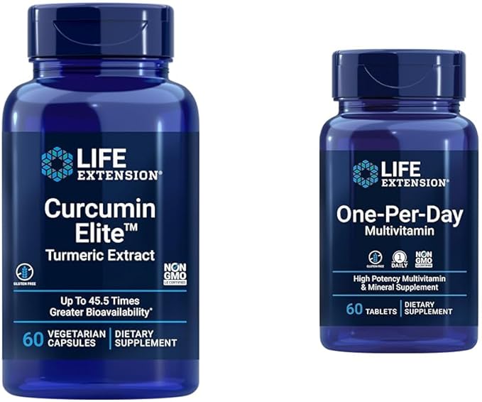 Life Extension Curcumin Elite Turmeric Extract Promotes a Healthy inflammatory Response &amp One-Per-Day Multivitamin – Packed with Over 25 Vitamins