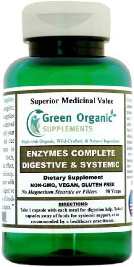 Green Organic Supplements Enzymes Complete Digestive &amp Systemic (Pack of 1)