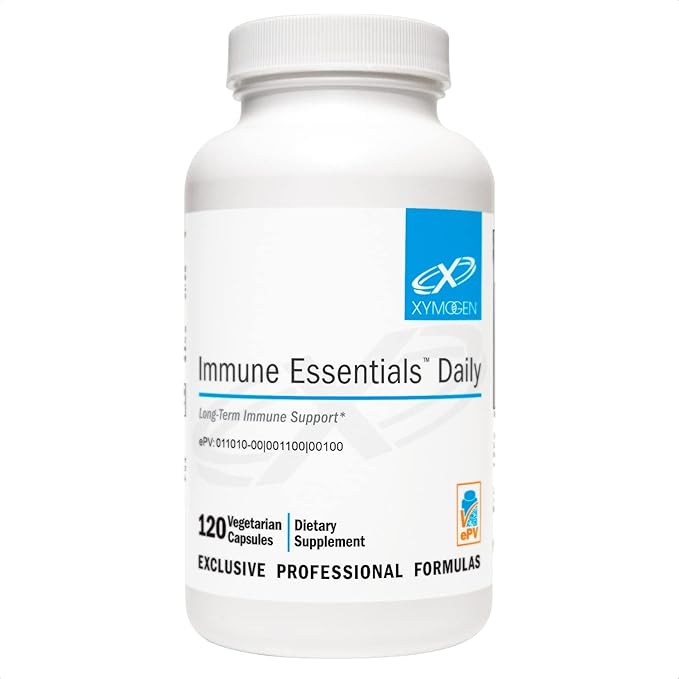 XYMOGEN Immune Essentials Daily - Vitamin C Zinc &amp Quercetin - Daily Immune Antioxidant &amp Respiratory Support - Long-Term Immune Nutrition - Vegan &amp Gluten-Free - 120 Capsules