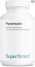 Supersmart - Pancreatin 10X 4000 per Day (Extra Strength) - Digestive Enzymes Supplement - with Protease Lipase Amylase Trypsin - Healthy Digestion Support | Non-GMO &amp Gluten Free - 120 DR Caps