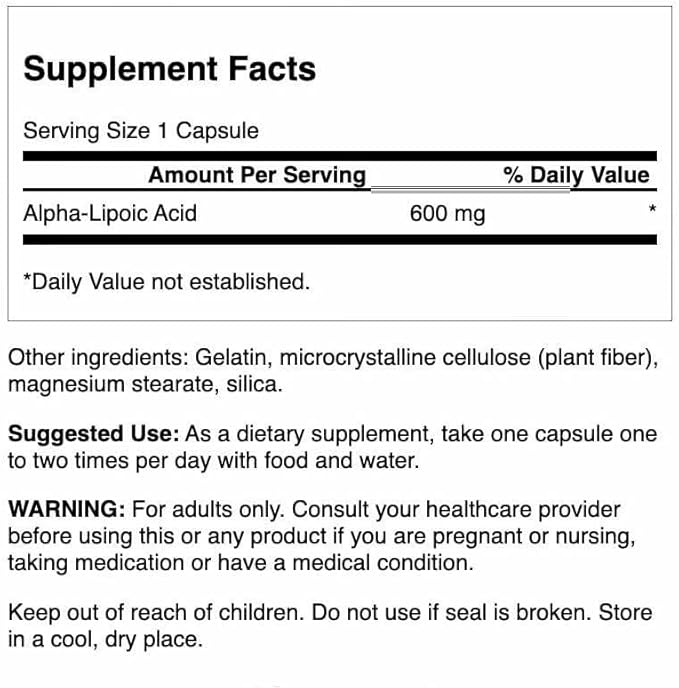 Swanson Alpha Lipoic Acid - Natural Supplement Supporting Healthy Blood Pressure Levels Already Within a Normal Range - Promotes Carbohydrate Metabolism - (60 Capsules 600mg Each) (3 Pack)