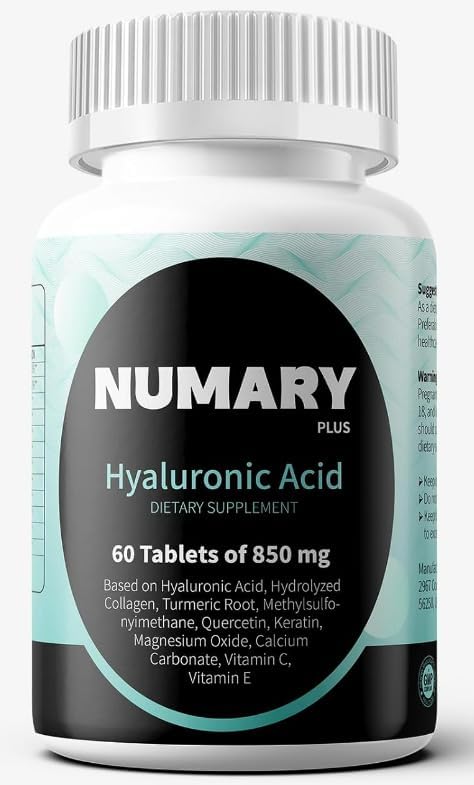 850mg Hyaluronic Acid with Hydrolyzed Collagen Turmeric MSM Vitamin C 60 Tablets 2 Month Supply