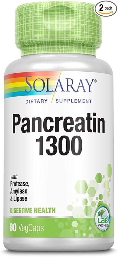 Pancreatin 1300 Solaray 90 Caps 2 Pack