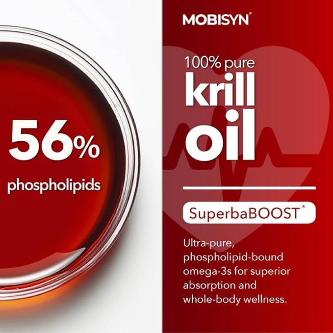 100% Pure Organic Antarctic Krill Oil 1000mg 60-Days Omega 3 Highest Concentration 56% Phospholipids EPA Choline Astaxanthin Wild Caught Sustainable Supports Heart Brain No Fish Oil