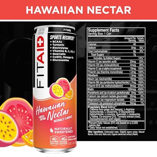 LIFEAID FITAID Workout Recovery Blend Variety Pack BCAA Glucosamine Full B Complex Electrolytes Omega-3s 100% Clean Vegan Naturally Sweetened &amp Flavored 12-oz. cans (Pack of 24) - Packaging May Va