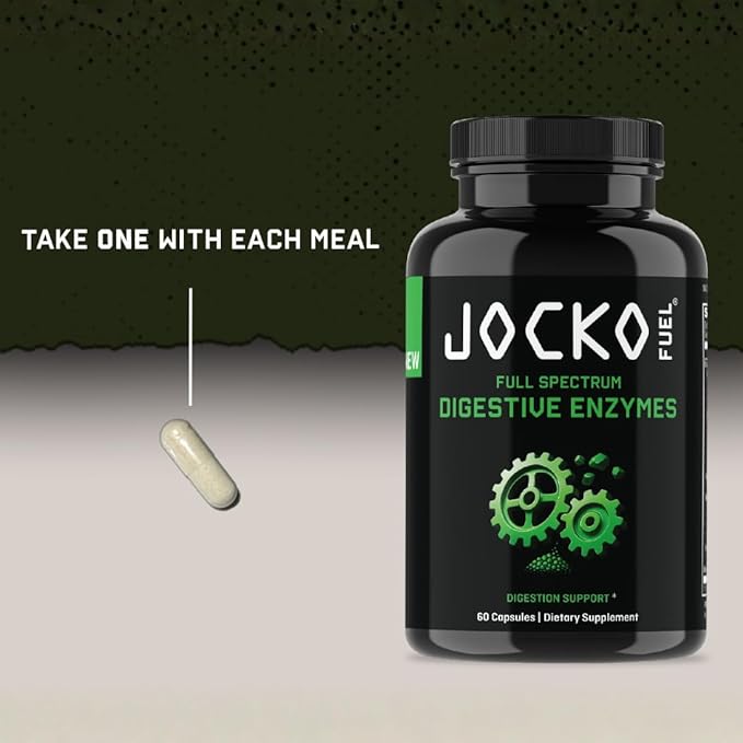 Jocko Fuel Digestive Enzymes - Full Spectrum Support Nutrient Absorption Gut Health Support Digestion Aid - 60 Capsules