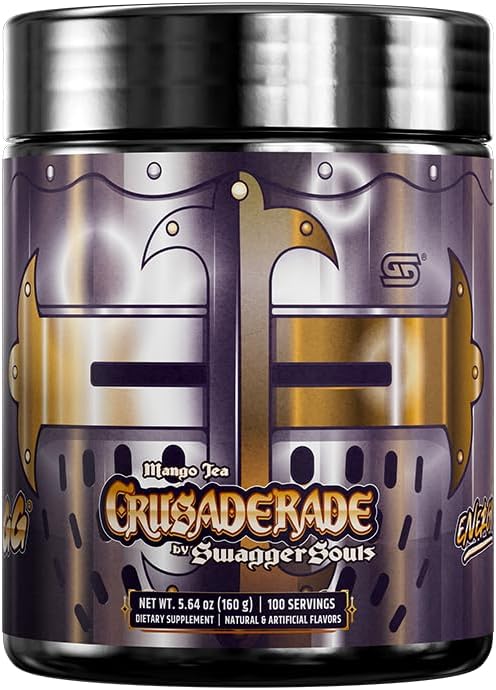 Gamer Supps GG Energy - Crusaderade by SwaggerSouls (100 Servings) - Keto Friendly Gaming Energy and Nootropic Blend Sugar Free + Organic Caffeine + Vitamins + Immune Support Powder Drink