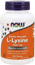 Now Foods L-Lysine 1000 mg Double Strength - 100 Tabs 4 Pack