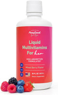 Liquid Multivitamin for Women | Sugar Free | 70+ Nutrients for High Absorption | B12 Folate Biotin Omega 3 6 7 9 | Energy Mood &amp Immune Support | Vegan Non-GMO | Mixed Berry | 30 Fl Oz