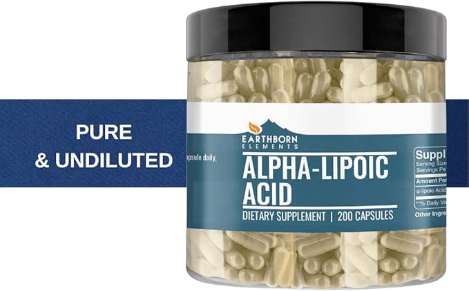 Earthborn Elements Alpha-Lipoic Acid 200 Capsules Pure &amp Undiluted No Additives