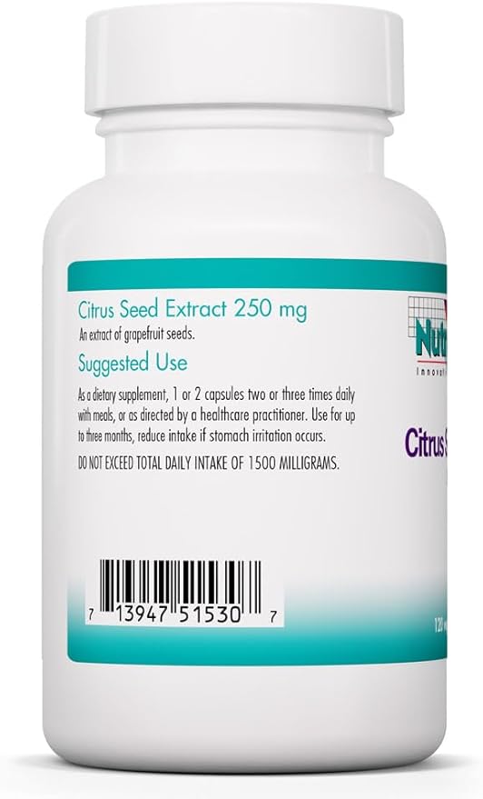Nutricology Citrus Seed Extract Supplement - Grapefruit Seed Extract 500mg Supports Metabolic Function Contaminant Free Vegetarian Capsules - 120 Count