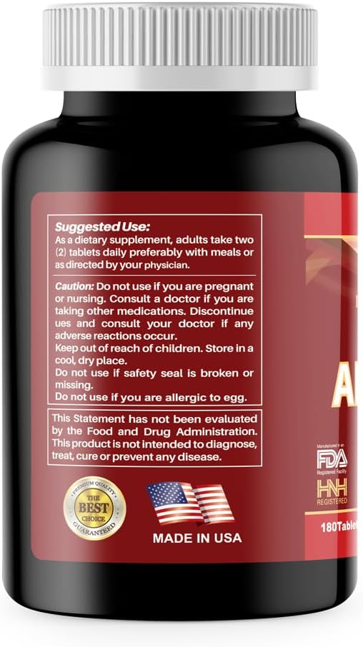 Dr.K&ampC HNHusa Mega Albumin Protein 1000mg 180 Tablets Healthy Kidney Liver Function Wellness Overall Health Support Energy Life Balance Supplement 180tabs 1pk