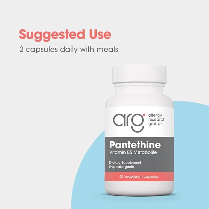 Allergy Research Group Pantethine Supplement - Vitamin B5 Pantothenic Acid Metabolism Support Liver Support Cardiovascular Supplement Coenzyme A 660mg Vegetarian Capsules - 60 Count
