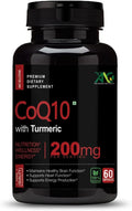Viva High Absorption CoQ10 with Turmeric - Antioxidant Nutritional Supplements Heart Health &amp Healthy Brain Function -Ubiquinol for Mitochondrial Health - 200mg 60 Capsules