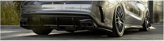 Compatible for Benz C117 CLA45 AMG Line 2016-2019 4 Fins Gloss Black Car Rear Bumper Lip Diffuser Rear Side Splitters Spoiler Kit