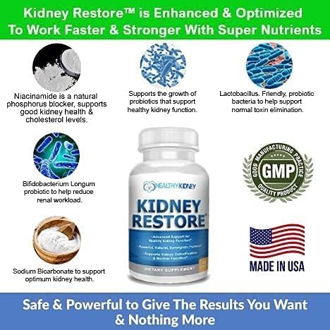 Kidney Restore &amp Sodium Bicarb 2 Pack Kidney Cleanse Natural Supplement Sodium Bicarbonate Buffer Acid Naturally
