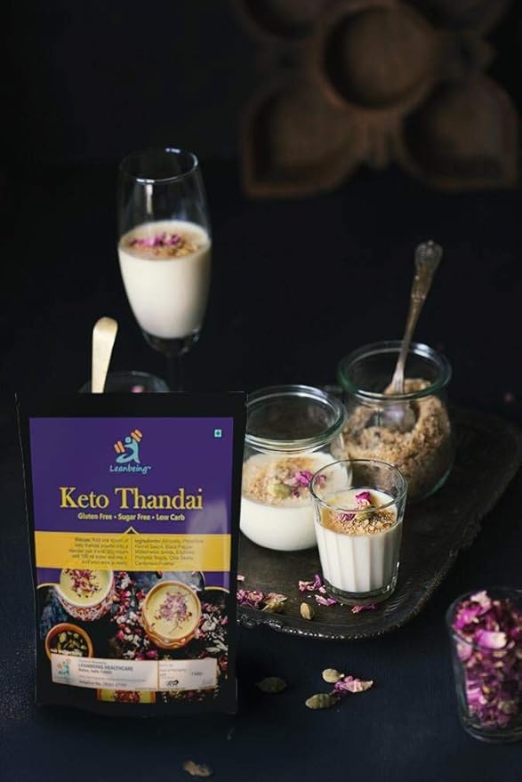 Astha Leanbeing Keto Badam Pista Thandai Premix 200Gm |Sugar-Free Organic Gluten-Free Low Carb Ultra-Low Gi Vegan.