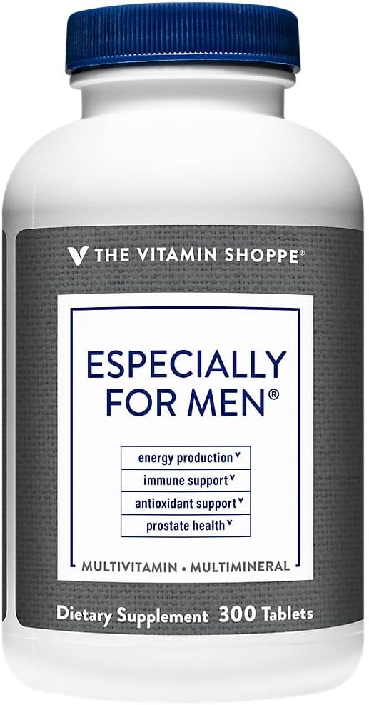 The Vitamin Shoppe Men’s Multivitamin Complete Daily Multi with Essential Vitamins &amp Minerals for Men’s Health Energy Production &amp Wellness Support Gluten Free Dairy Free 300 Tablets