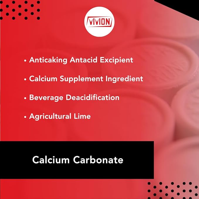 Calcium Carbonate Powder - 1000 Grams - Food Grade Limestone Ingredient - Wine Deacidification &amp Anticaking Antacid Supplement Excipient - Chalk Paint Filler Whiting Window Treatment 1 kg (2.2 lb)