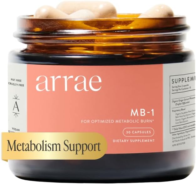 Arrae MB-1 Metabolism Support Supplement for Women | Natural Digestive &amp Energy Formula | 30 Capsules